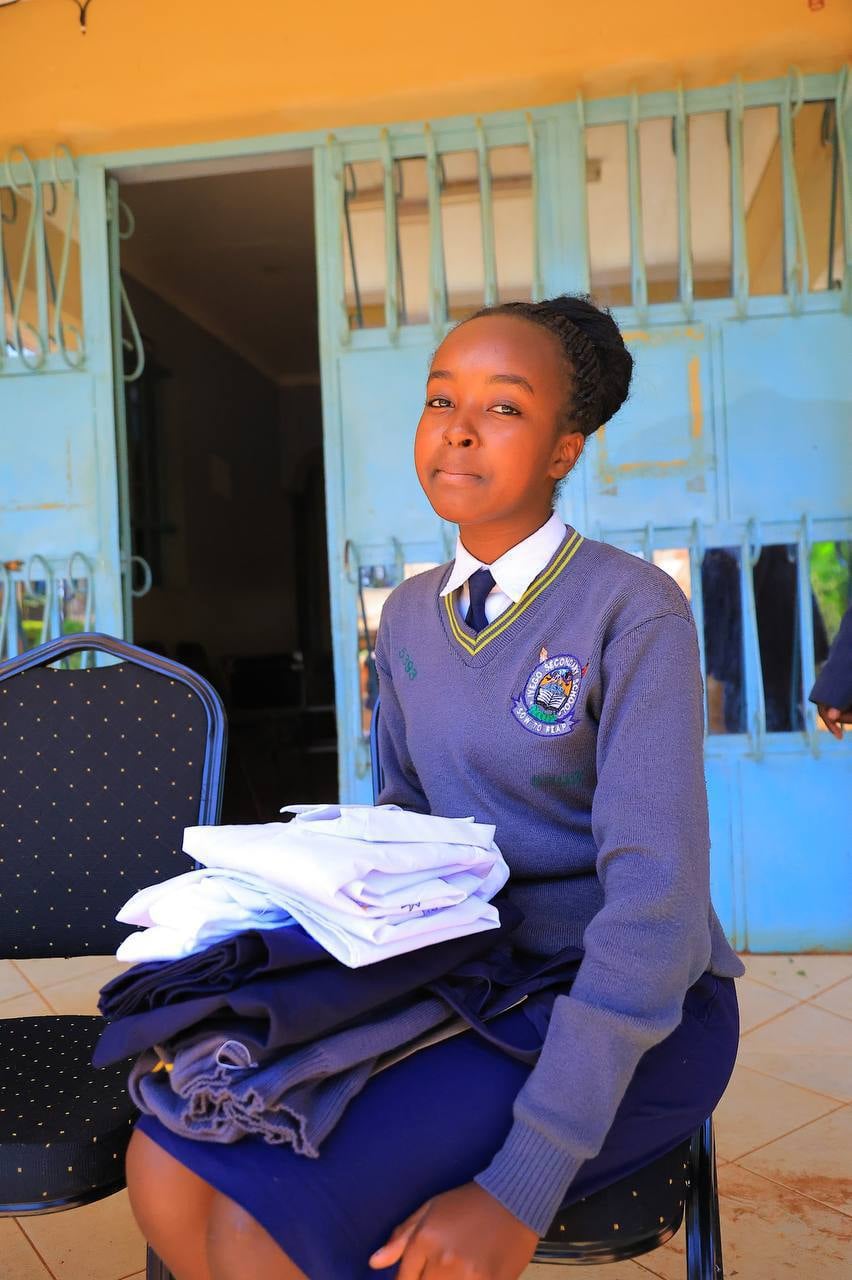 Student presenting her work, Murang'a